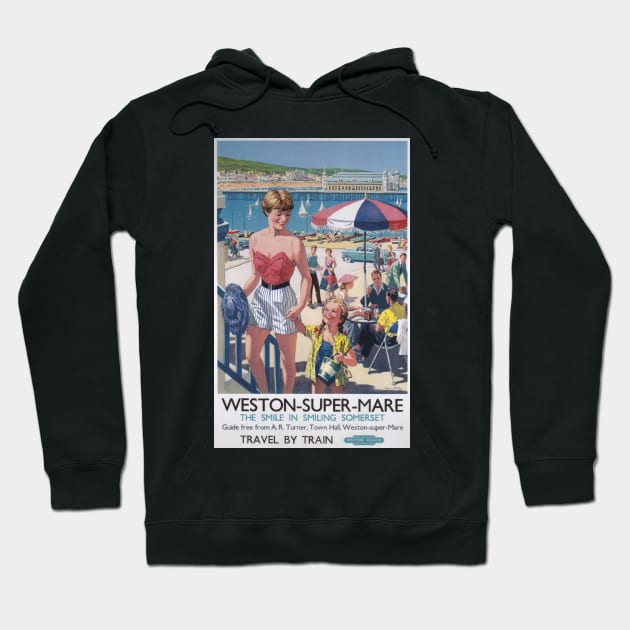 Weston-Super-Mare, Somerset - BR,WR - Vintage Railway Travel Poster - 1952 Hoodie by BASlade93